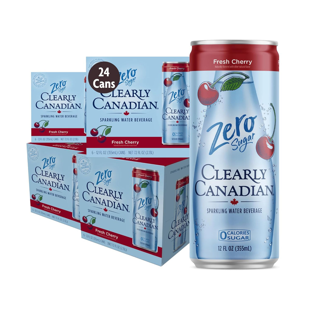 Clearly Canadian Zero Sugar Fresh Cherry Sparkling Water Beverage