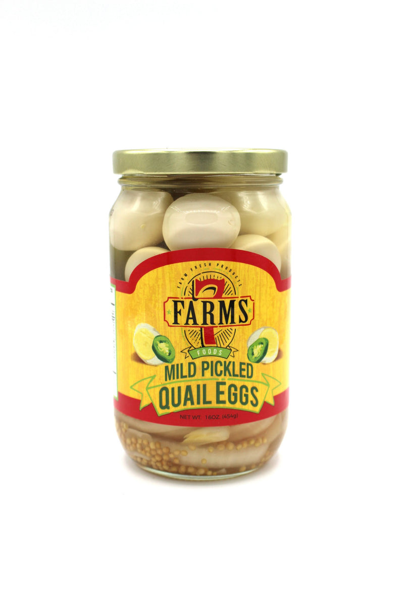 7 Farms Mild Pickled Quail Eggs 16 oz Louisiana Pantry