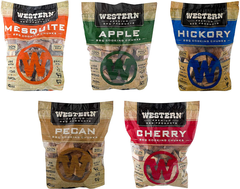 Western Wood 350 cu in Wood Chunk Variety Pack (Hickory, Mesquite, Cherry, Apple, and Pecan)