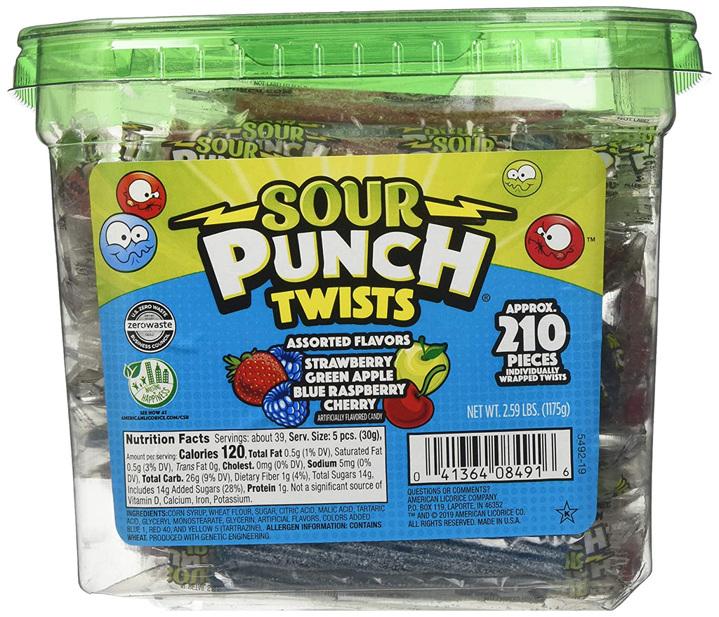 Sour Punch Twists 4 Flavor Individually Wrapped, 2.59 Pounds