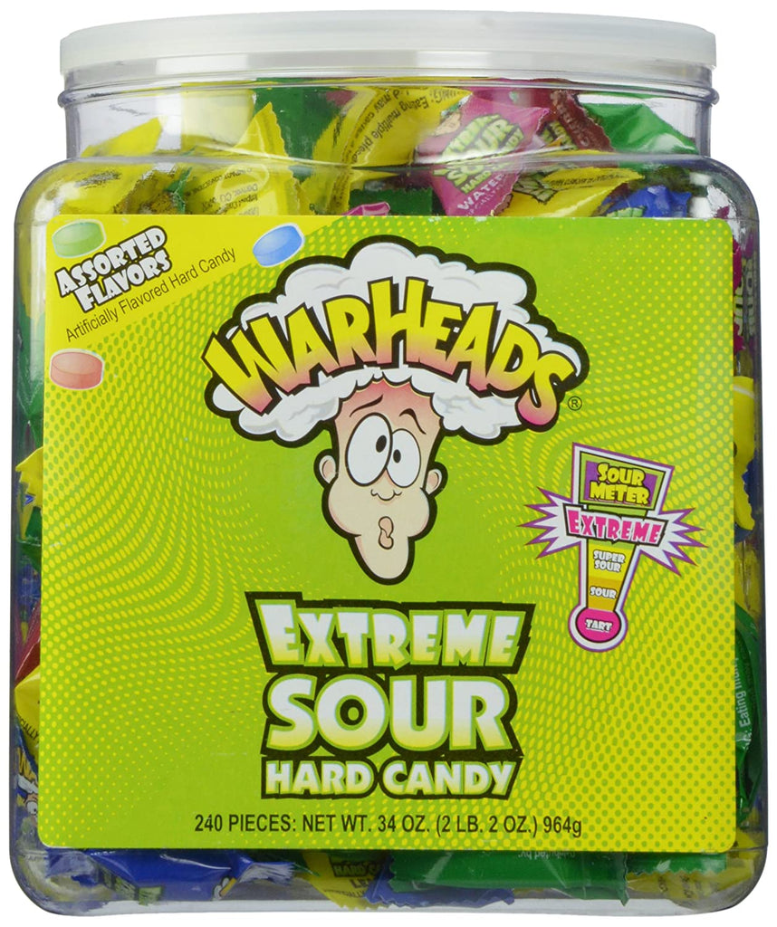 Warheads Xtreme Sour Hard Candy Tub, 34 Ounces