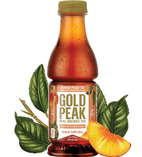 Gold Peak 18.5 Ounce 12 Pack Tea Bundled by Louisiana Pantry (Georgia Peach)
