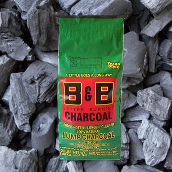 B&B Charcoal Signature Long Burning Smoking Hickory Lump Charcoal with All Natural Material for Grills and Barbecues, 8 Pounds