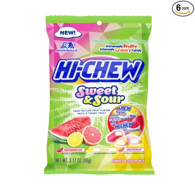 Hi Chew Sweet and Sour Mix Chewy Candy -  3.17 Ounce Peg Bag