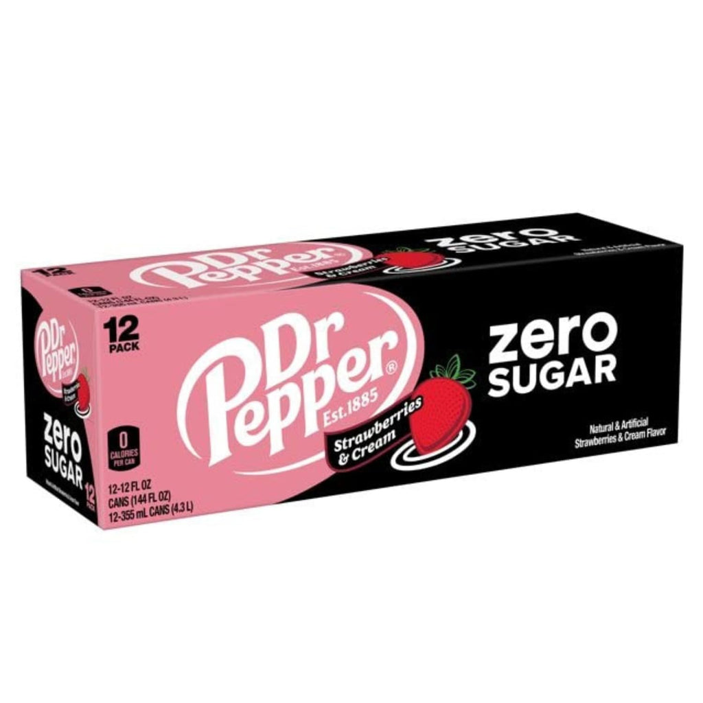 Dr. Pepper Strawberries and Cream Zero Bundled by Louisiana Pantry (12 Pack Cans)