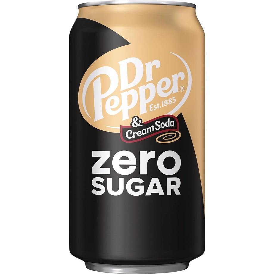 Dr. Pepper Cream Soda and Zero Cream Soda Cans, 12 Ounces Bundled
