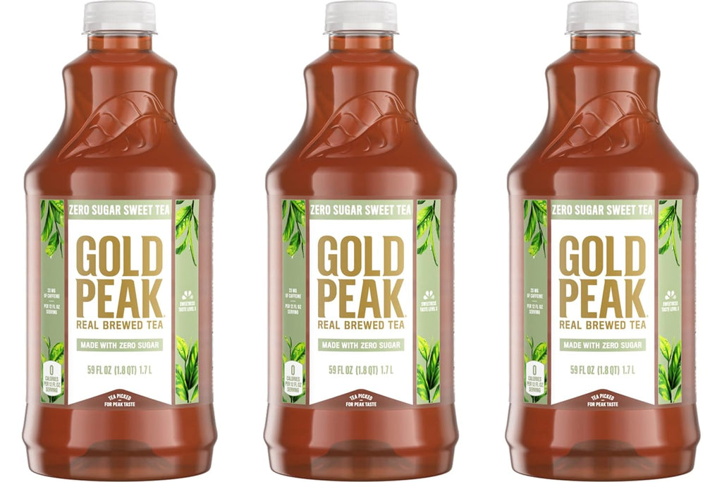 Gold Peak Tea Bundle 59 Ounce - 3 Pack in Louisiana Pantry Gift Box (Zero Sugar Sweet Tea)