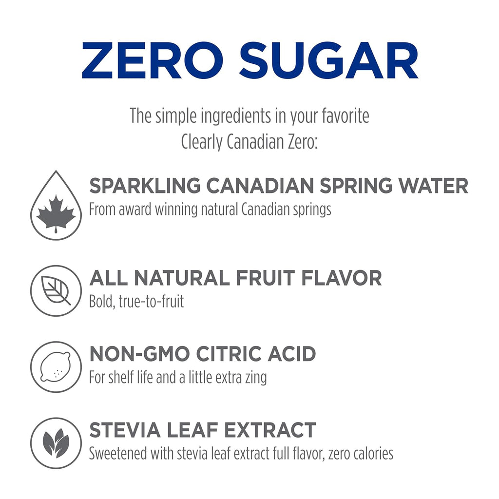 Clearly Canadian Zero Sugar Forest Blackberry Sparkling Water Beverage, Zero Sugar & Zero Calories, 1 Case (12 Bottles x 325mL)