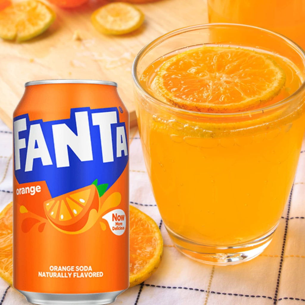 Fanta Fruit Flavored Soft Drink - Pineapple, Orange, Strawberry, and Grape Flavors - Bundled by Louisiana Pantry (Orange, 12 Pack)