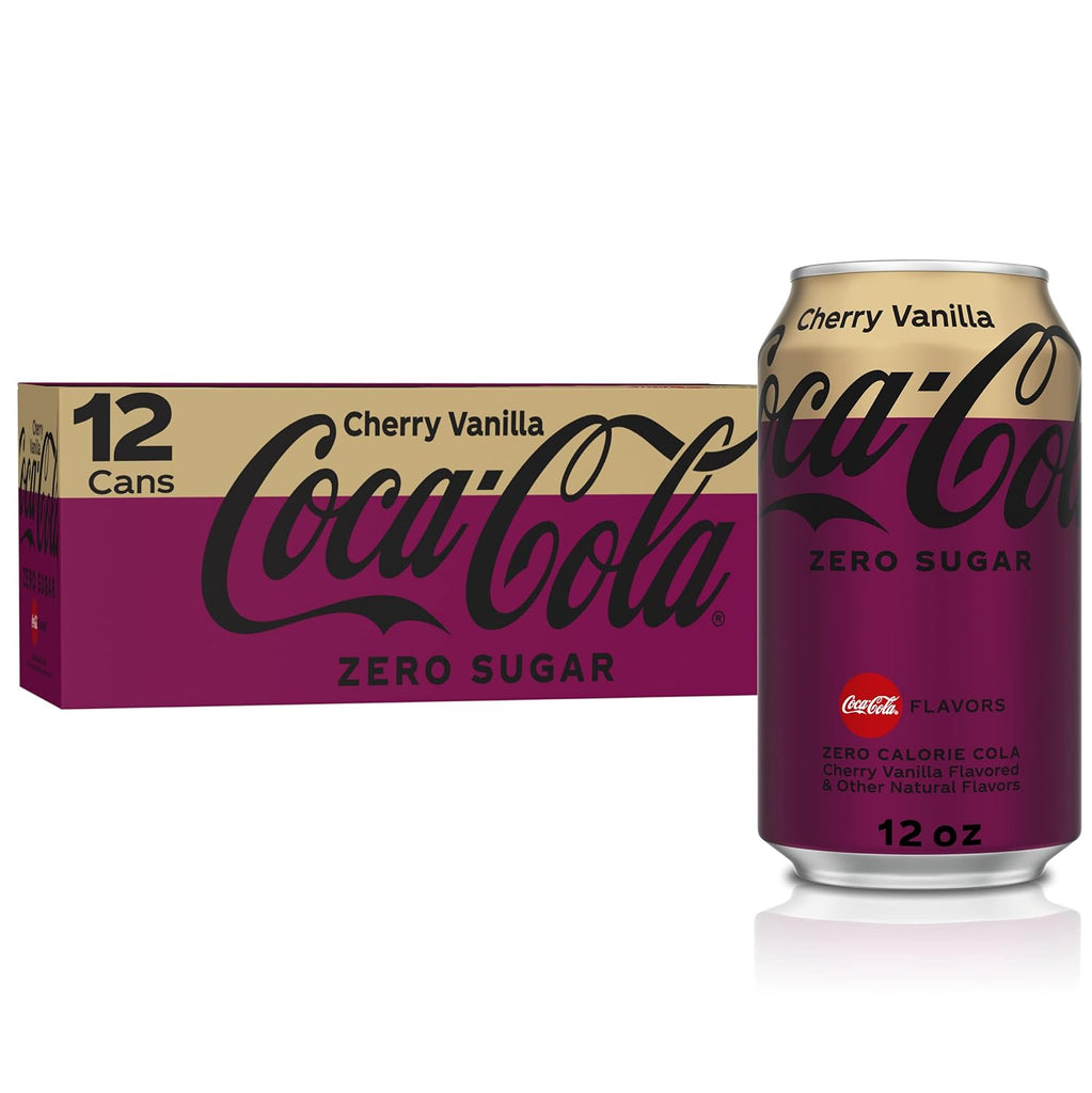Coca-Cola Zero Sugar Cherry Vanilla, 12 Fl Oz Cans, 12 Pack