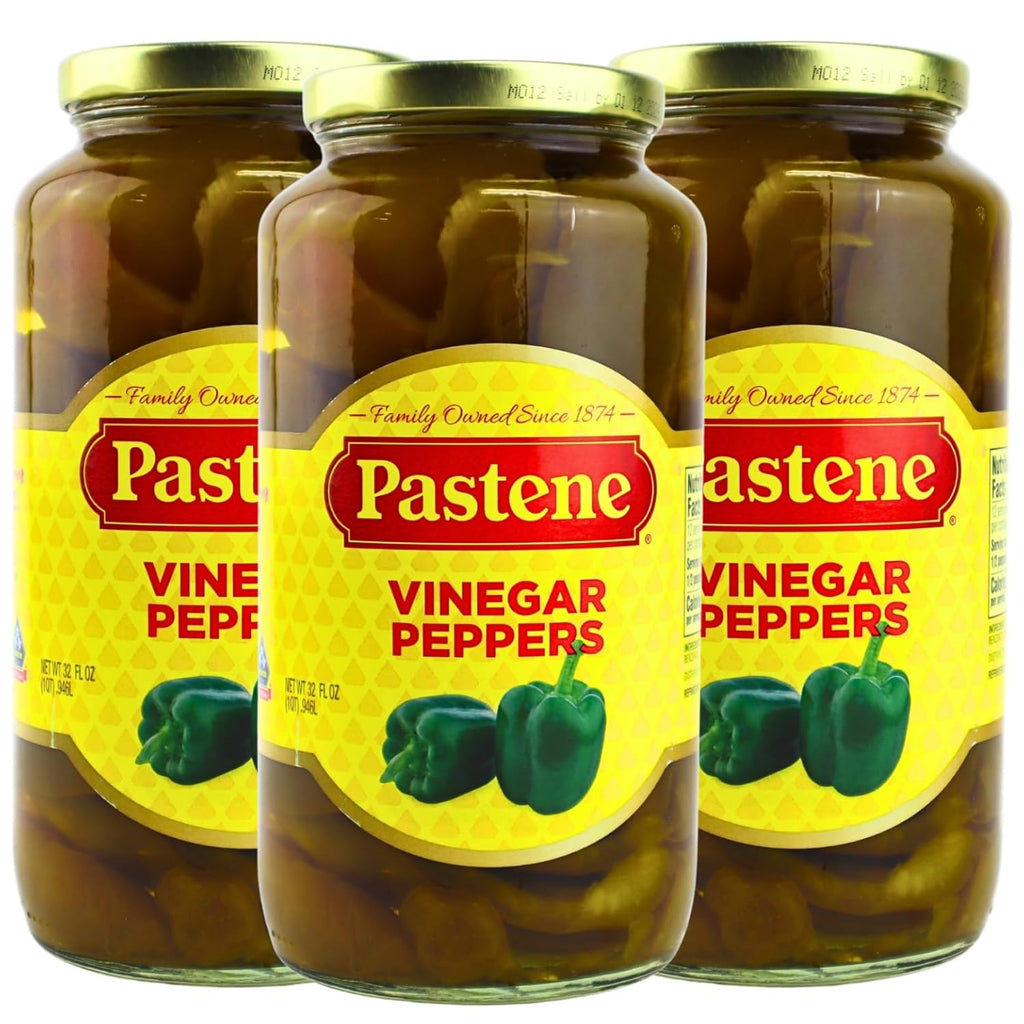 Pastene Green Vinegar Peppers, 32 Ounce (3 Pack)