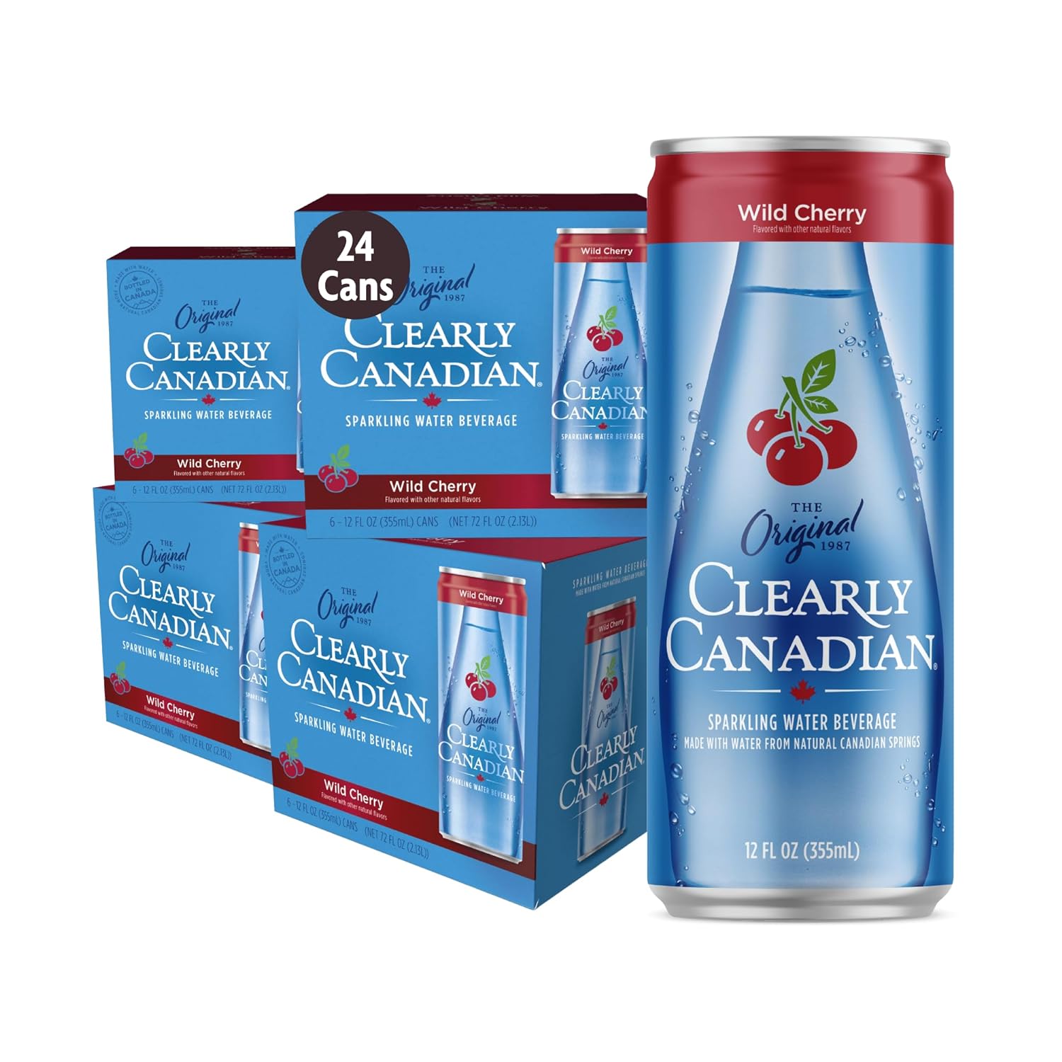 Clearly Canadian Wild Cherry Sparkling Spring Water Beverage, Natural ...