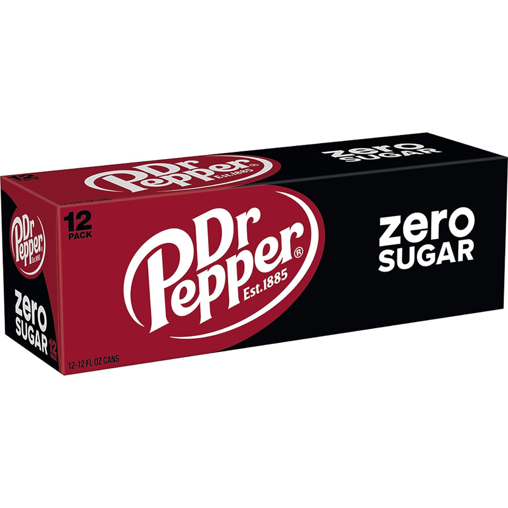 Dr Pepper Zero Sugar, 12 fl oz, 18 cans, total 216 fl oz