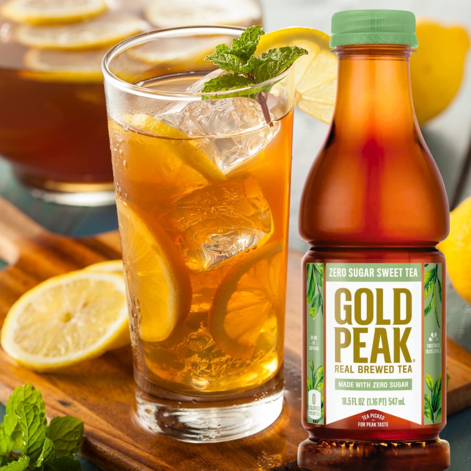 Solid Gold Tea Gold Peak 18.5 Ounce 12 Pack Tea Bundled by Louisiana Pantry (Zero Sug