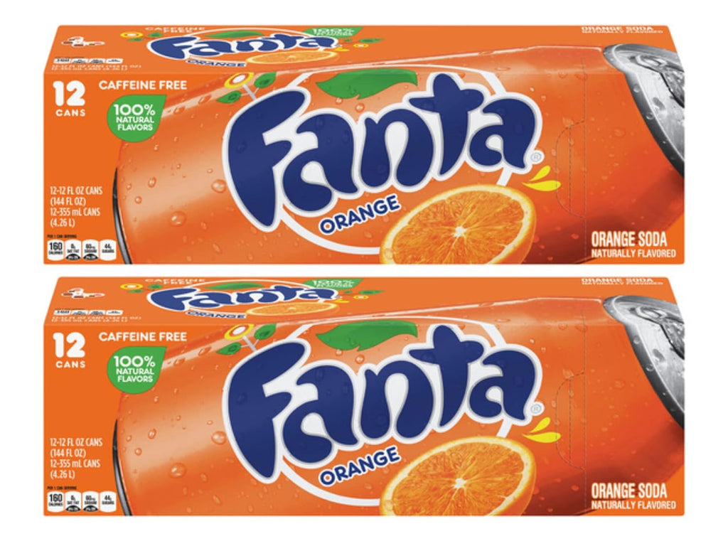 Fanta Fruit Flavored Soft Drink - Pineapple, Orange, Strawberry, and Grape Flavors - Bundled by Louisiana Pantry (Orange, 24 Pack)