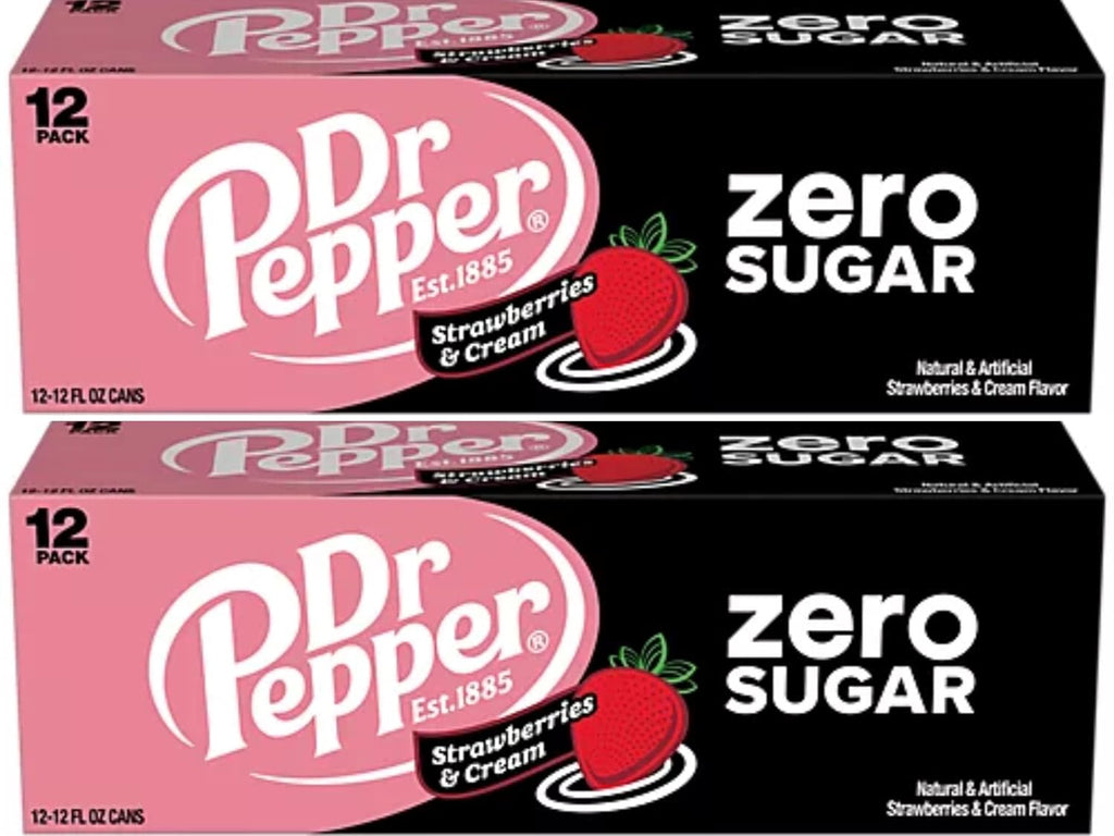 Dr. Pepper Strawberries and Cream Zero Bundled by Louisiana Pantry (24 Pack Cans)