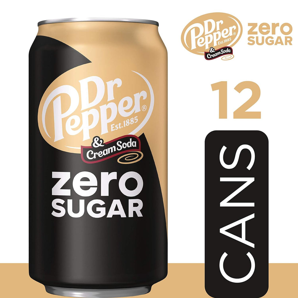 Dr. Pepper and Cream Soda Zero Sugar, 12 fl oz cans, 12 pack