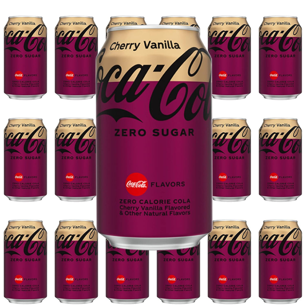 Coke zero cherry vanilla, 12 fl oz, 18 cans, 216 fl oz