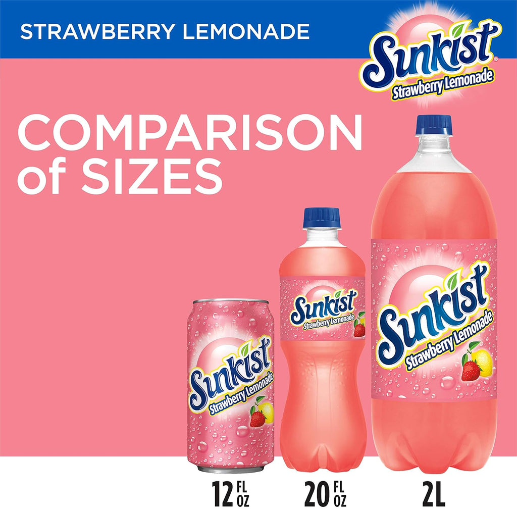 Sunkist Strawberry Lemonade Soda, 12 fl oz cans, 12 pack