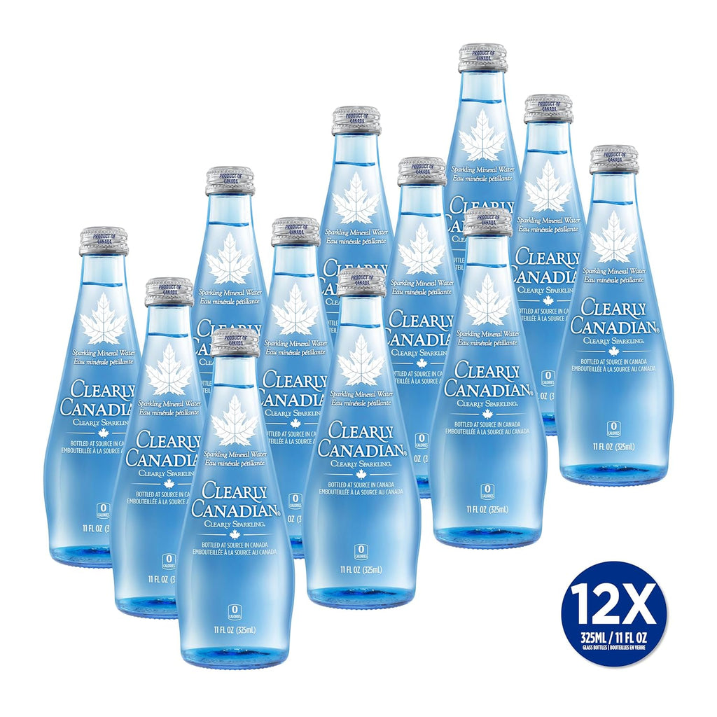 Clearly Canadian Clearly Sparkling Spring Water Beverage, Natural Flavor & Carbonated Seltzer Water, 1 Case (12 Bottles x 325mL)