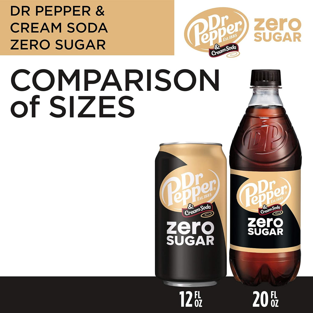 Dr. Pepper and Cream Soda Zero Sugar, 12 fl oz cans, 12 pack