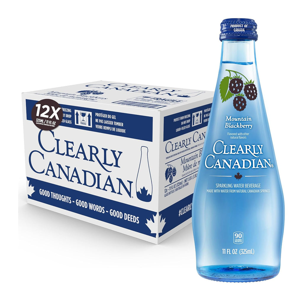 Clearly Canadian Mountain Blackberry Sparkling Water - 11 oz bottles (Pack of 12)