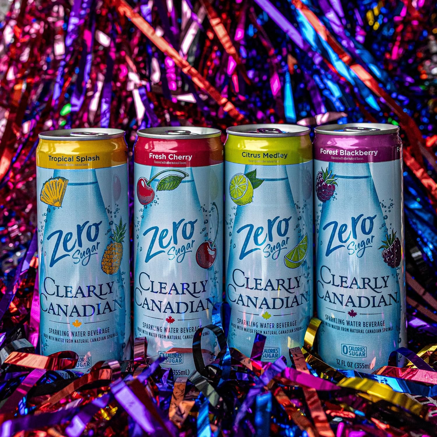 Clearly Canadian Zero Sugar Fresh Cherry Sparkling Water Beverage, Zer ...