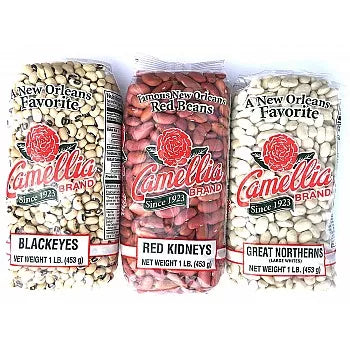 Camellia Louisiana Favorites Sampler Pack ( 1 Pack Red Kidney, 1 Pack Black-eye Peas, 1 Pack Great Northern Bean)