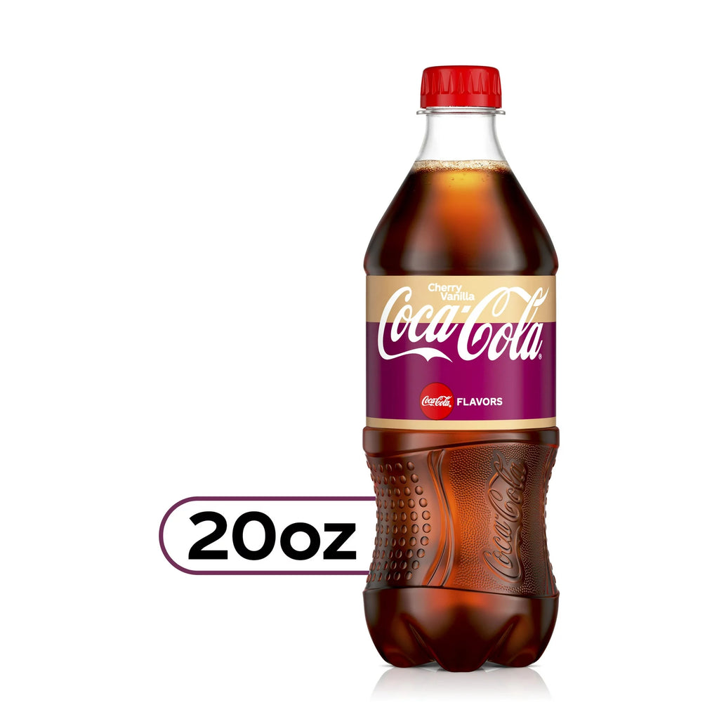 Cherry Vanilla Coke 20 oz Soda Bottles (Pack of 10, Total of 200 Fl OZ)