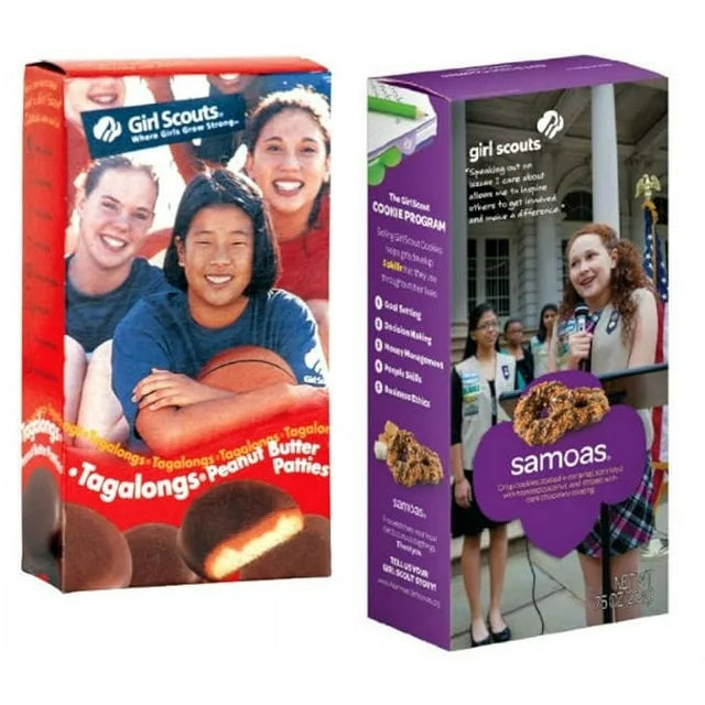 Girl Scout Cookies - Samoas (Caramel De Lites) and Tagalongs (Chocolate Peanut Butter Patties) - One Box of Each
