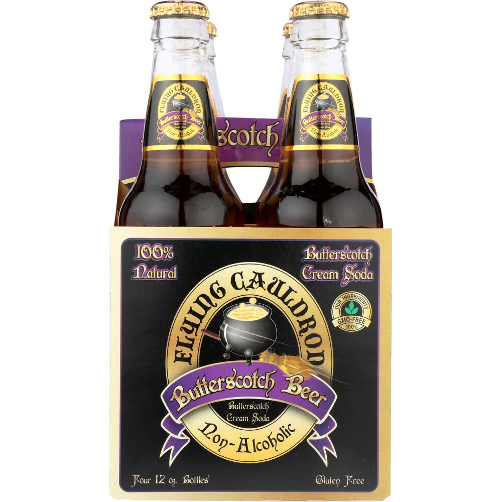 Flying Cauldron: Butterscotch Beer Cream Soda 4 Pack (12 Oz Each), 48 Oz