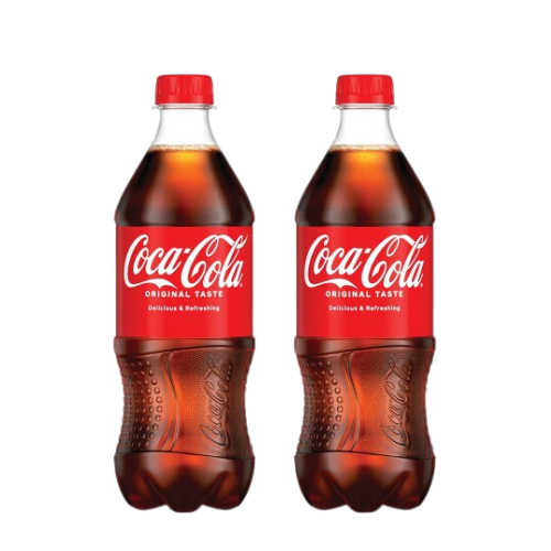 Two bottles of Coca-Cola