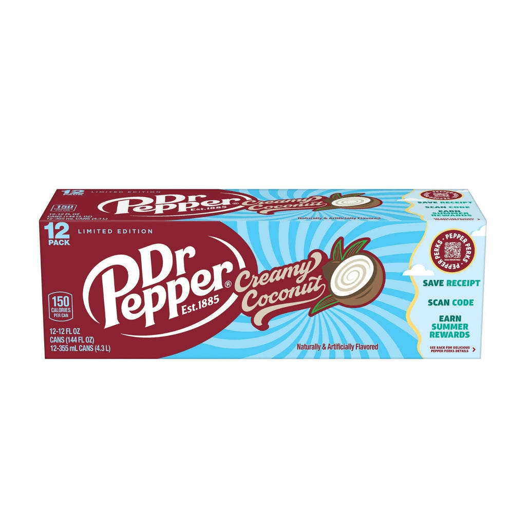 Dr Pepper Creamy Coconut Soda 12 Pack 12 oz Cans