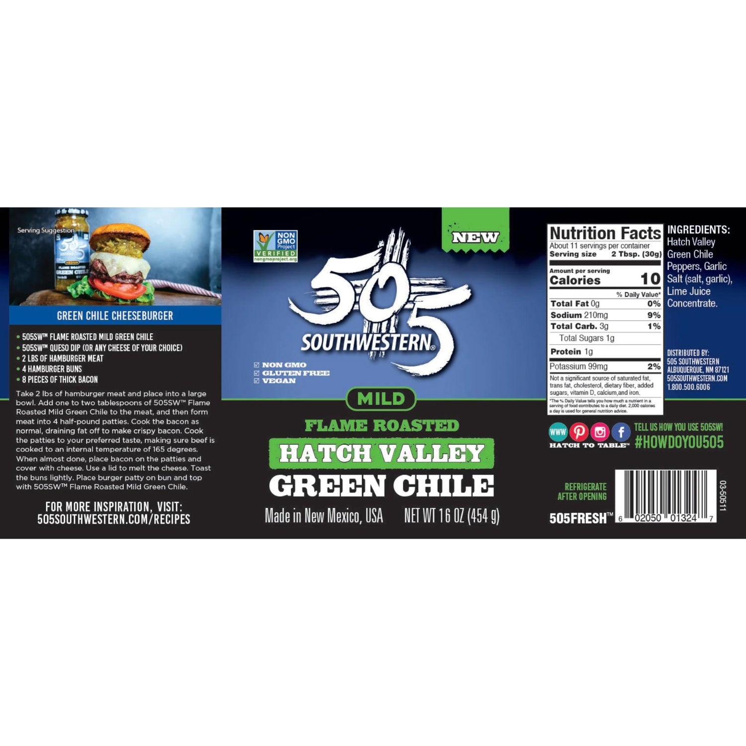 505 Southwestern Mild Flame Roasted Green Chile - 16 oz – Louisiana Pantry