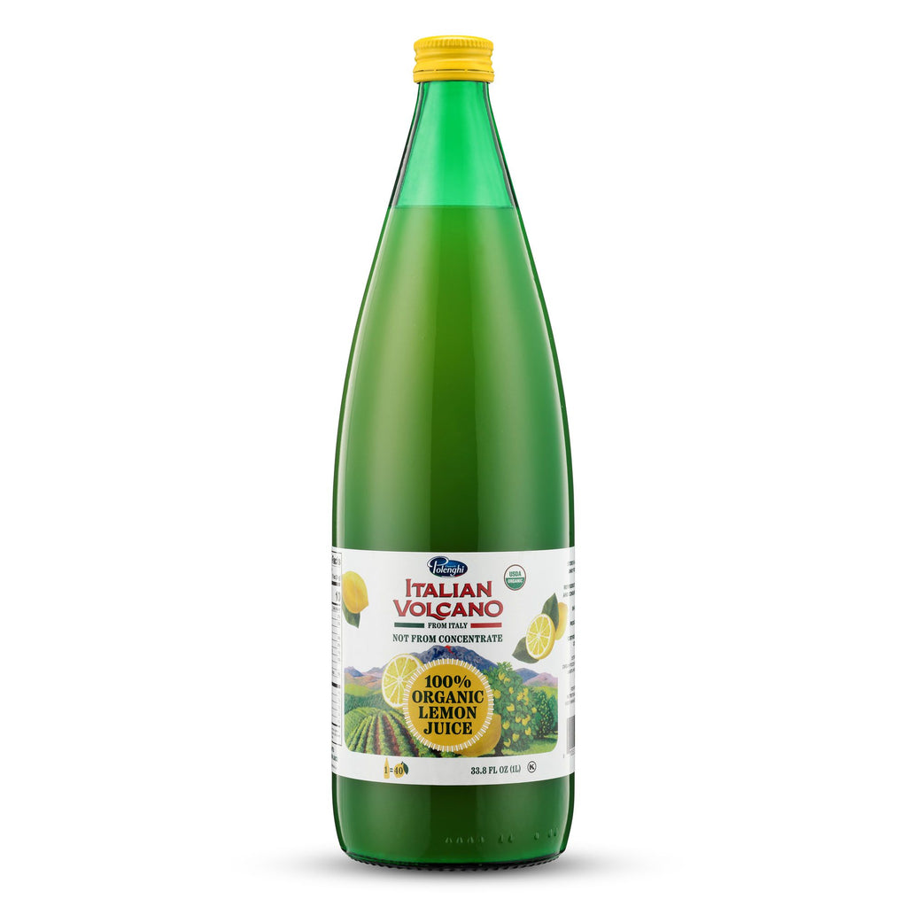 Volcano Bursts Organic Italian 100% Organic Lemon Juice In Glass Bottle, 33.8 oz | Pack of 1