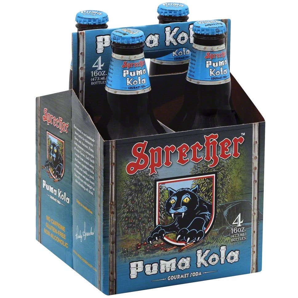 Sprecher 12 Pack Puma Kola Fire-Brewed Craft Soda Glass Bottles 16oz