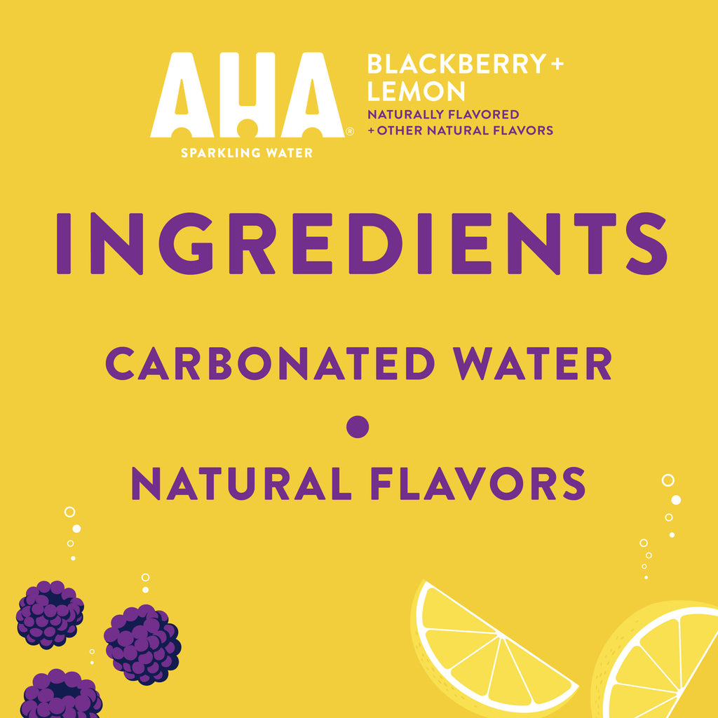 Aha Natural Sparkling Water Blackberry + Lemon 24 Pack