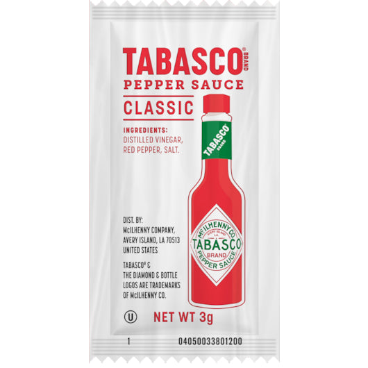 Tabasco Pepper Sauce Portion Pack Hot Sauce Single Serve, 200ct