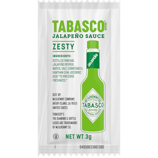 Tabasco Jalapeno Portion Pack Hot Sauce Single Serve 200ct