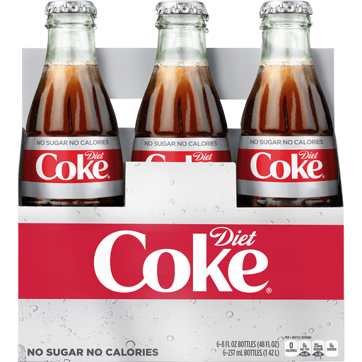 Diet Coke Glass Bottle Soda 12 Pack 8oz