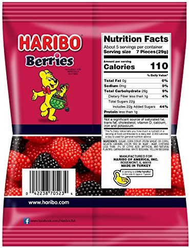 Haribo Confectionery Berries Gummi Candy, 5 Ounces