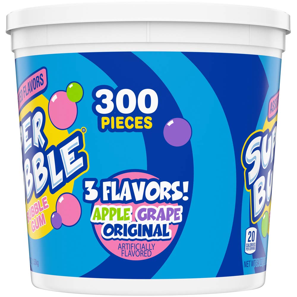 Super Bubble Bubble Gum 3 Flavors Bucket, 54 Ounces