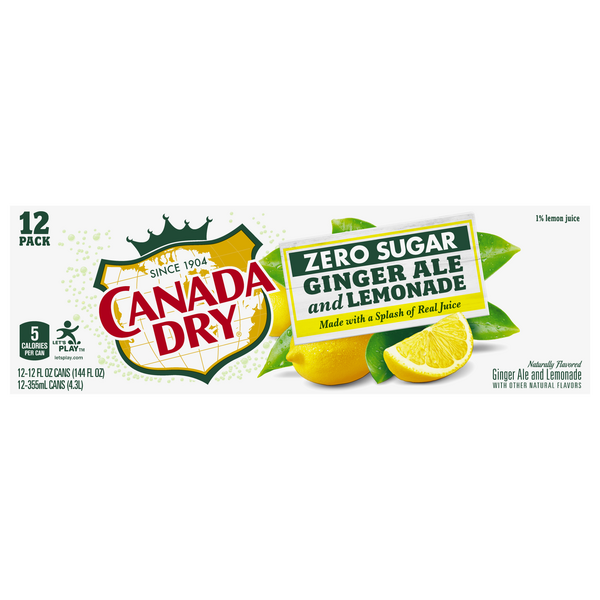 Canada Dry Zero Ginger Ale Lemonade 12 oz - 24 Pack