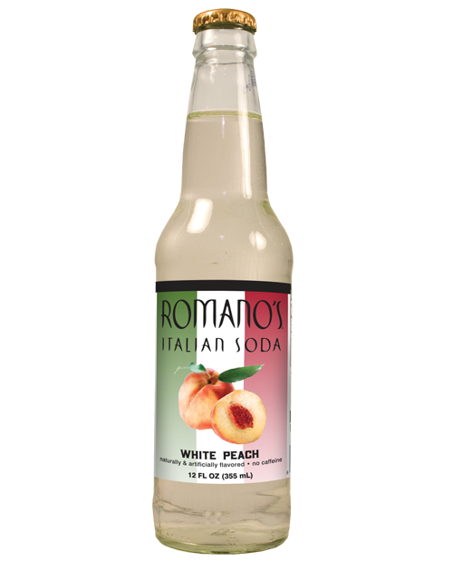 Romano's White Peach Soda - 12 Pack