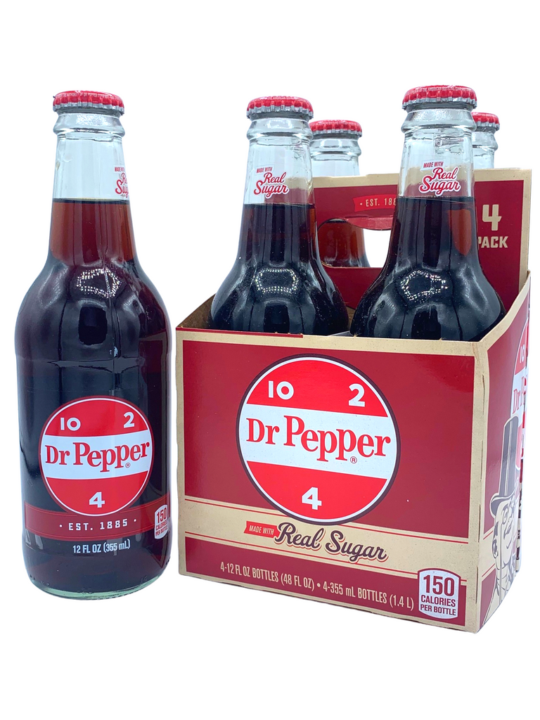 Dr. Pepper 10-2-4 Real Sugar Glass Bottles  Soda 12PK