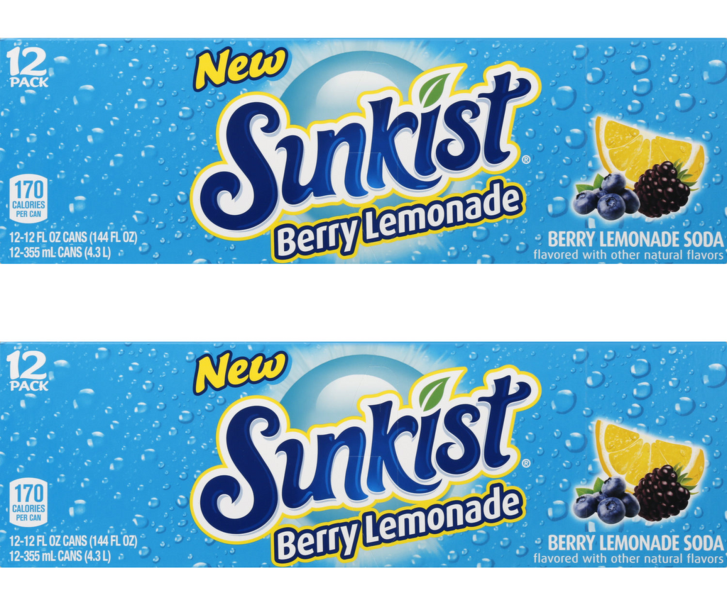 Sunkist Berry Lemonade Soda 12oz Cans (24 pack)