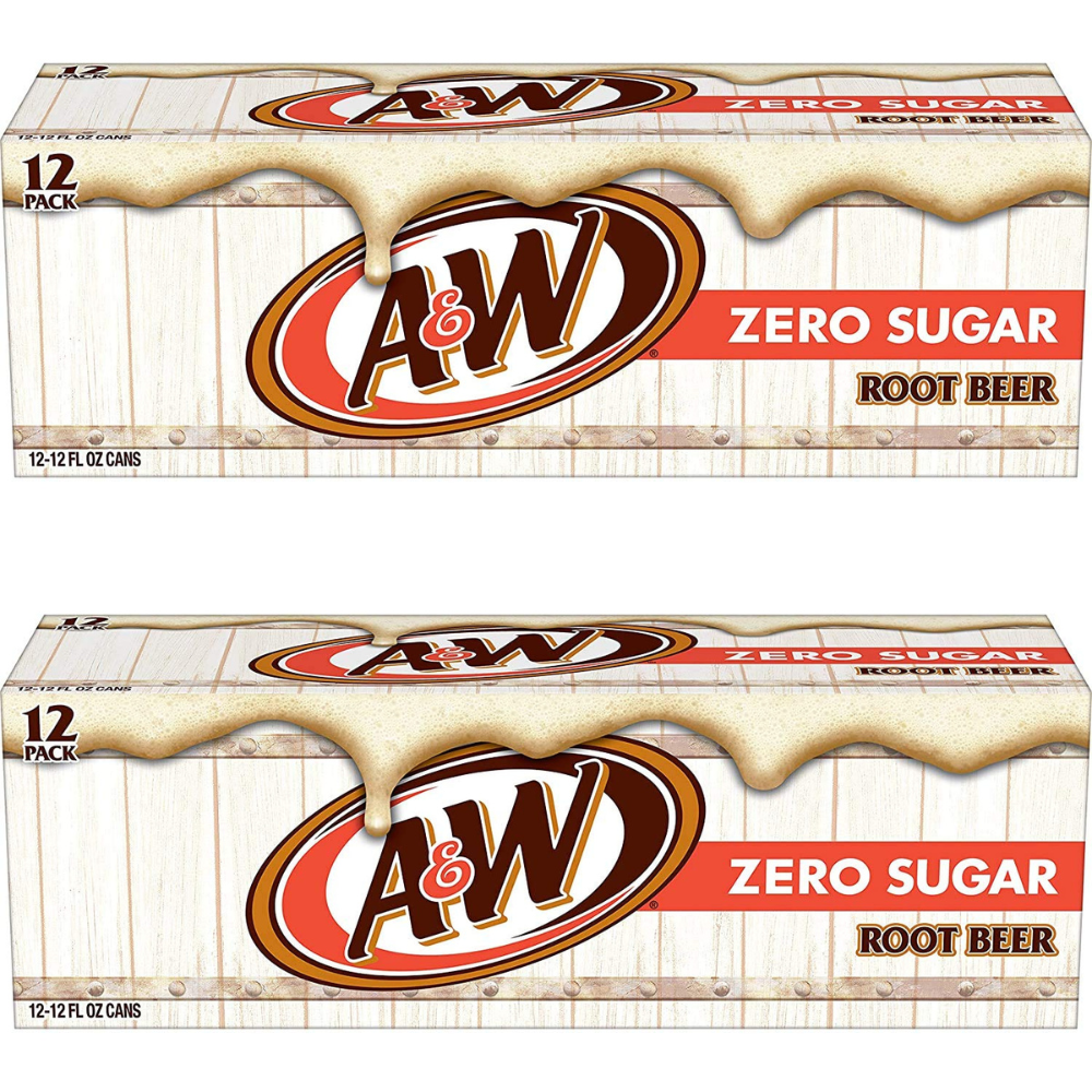 A&W Zero Sugar Rootbeer Soda 12 oz - 24 Pack