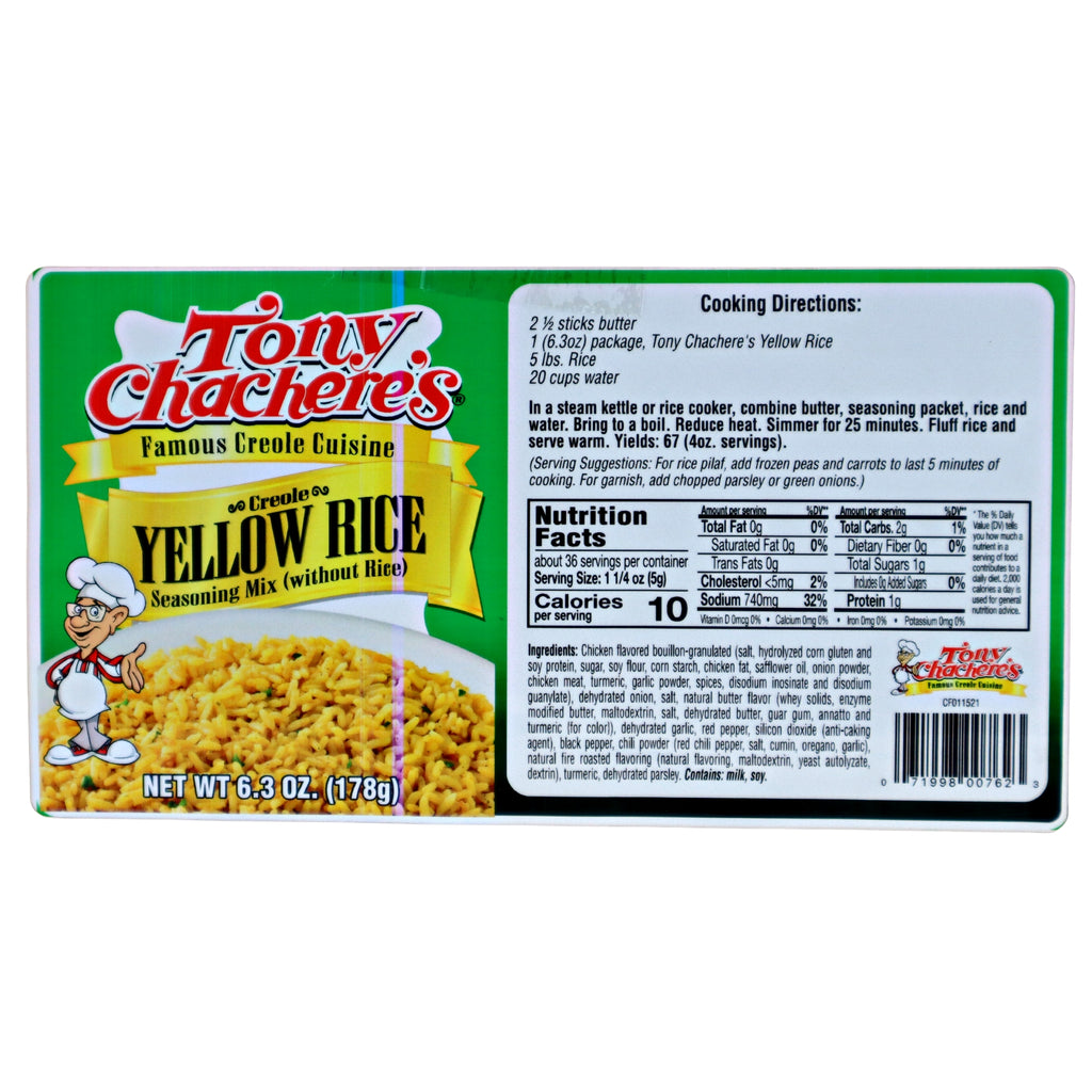Tony Chachere's Creole Yellow Rice Seasoning Mix 6.3 oz