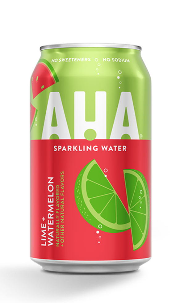 Aha Natural Sparkling Water Lime + Watermelon 24 Pack 12 oz